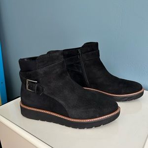 Naturalizer Black Suede Side Buckle Booties